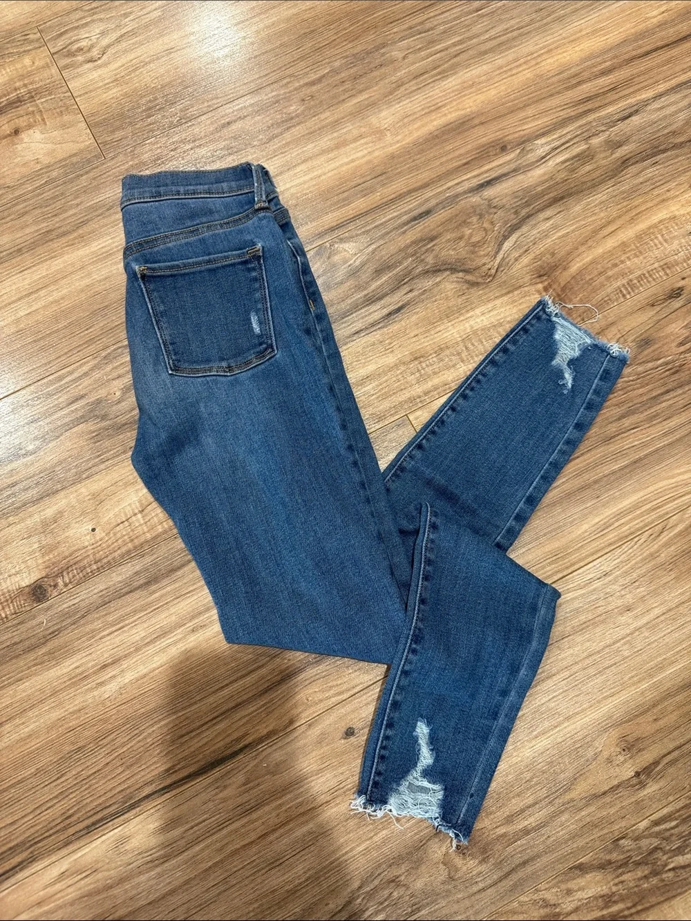 Old Navy Girls Blue Distressed High-Rise Skinny Jeans